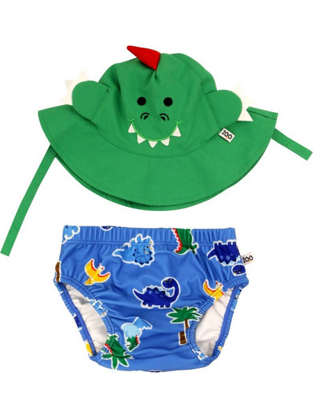 Zoocchini Devin The Dino & Friends Σετ Αντηλιακό UV Βρεφικό Μαγιό Πάνα Σλιπ για Αγόρι Μπλε Πράσινο ZOO12017