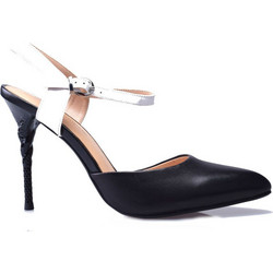 Versace 19V69 Γόβες Δερμάτινες με Τακούνι Στιλέτο με Λουράκι Μαύρες Λευκές AMR639-60