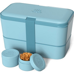 Umami Original Bento Nestable Premium Σετ Δοχείο Φαγητού Μπαμπού Κατάλληλο για Φούρνο Μικροκυμάτων 1.51lt Γαλάζιο