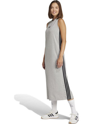 Adidas Essentials 3-Stripes Midi Καλοκαιρινό Αθλητικό Φόρεμα Γκρι JD5000