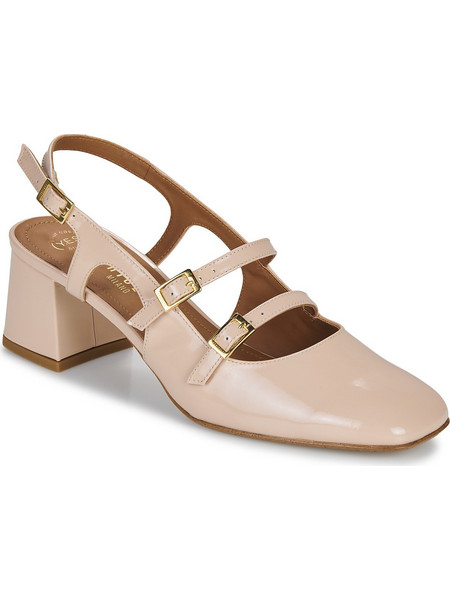 Fericelli Leonie Γόβες Slingback Δερμάτινες με Χοντρό Χαμηλό Τακούνι Nude 3984