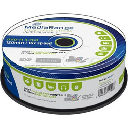 MediaRange MR407 Εγγράψιμα DVD-R 16x Printable 4.7GB Cake Box 25τμχ