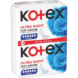 Kotex Ultra Night Σερβιέτες για Αυξημένη Ροή 6 Σταγόνες 12τμχ