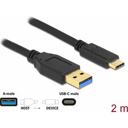 DeLOCK USB-A to USB-C 2m Black 84004