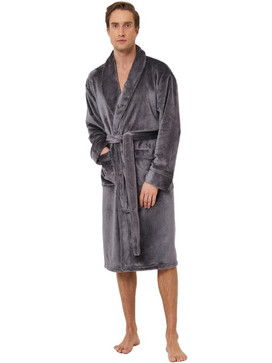 Aruelle Χειμωνιάτικη Ανδρική Ρόμπα Fleece με Κουμπιά Ανθρακί 39.01.10.003