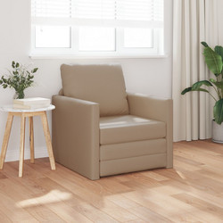 vidaXL Πολυθρόνα Κρεβάτι Δερματίνη Εκρού 4106634