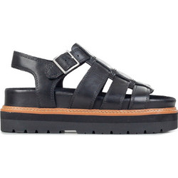 Clarks Orianna Twist Ανατομικές Καλοκαιρινές Γυναικείες Πλατφόρμες Χαμηλές Δερμάτινες Μαύρες 26176317
