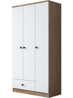 Hanah Home Τρίφυλλη Ντουλάπα Ρούχων Λευκή 90x42.5x170cm 893RAN4551