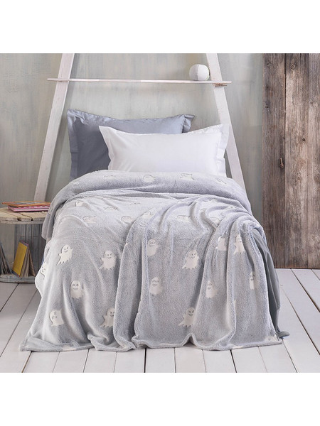 Rythmos Luminus Παιδική Κουβέρτα Fleece Spooggi Φωσφοριζέ 160x220 Γκρι