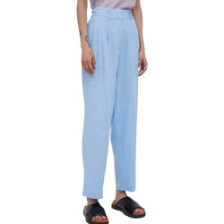 DKNY Ψηλόμεσο Λινό Γυναικείο Παντελόνι Loose Εφαρμογή Γαλάζιο P3DKCR52-A41