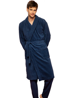Noidinotte Χειμωνιάτικη Ανδρική Ρόμπα Fleece Navy Μπλε GE2300