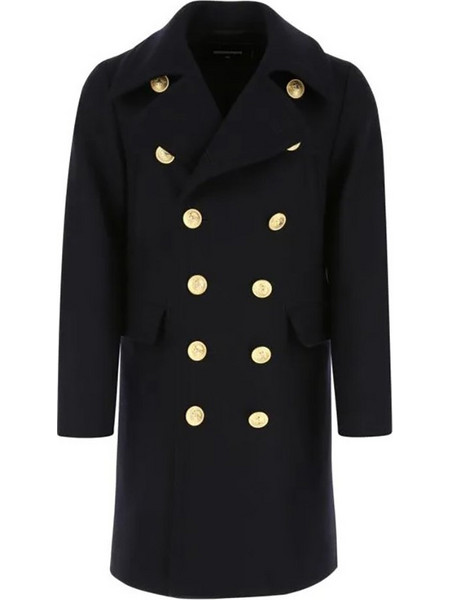 Dsquared2 Ανδρικό Παλτό Μακρύ Μάλλινο με Επένδυση Navy Μπλε S74AA0263S5300324X