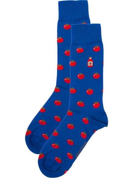 John Frank Tomatoes Ανδρικές Κάλτσες Ψηλές με Σχέδια Royal Blue JFLSCOOL30
