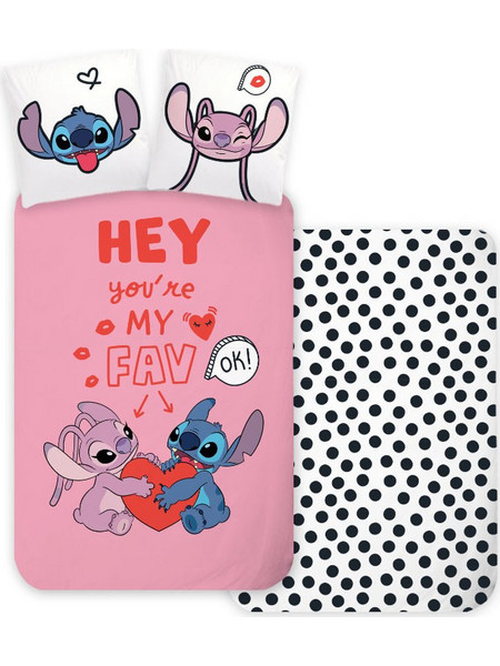 Disney Lilo & Stitch Σετ Παιδική Παπλωματοθήκη Μονή Βαμβακερή 140x200 Ροζ
