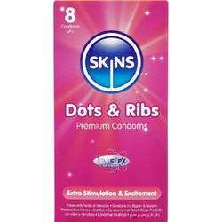 Skins Dots & Ribs Προφυλακτικά με Ραβδώσεις 8τμχ