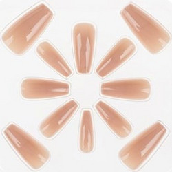 Nude Square Tips Νυχιών με Κόλλα 12τμχ
