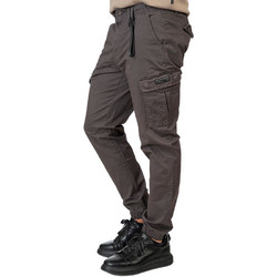 Double Ανδρικό Παντελόνι Cargo Joggers Ελαστικό Slim Εφαρμογή Ανθρακί CCP-4066