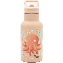 Sassi Slurpy The Octopus Παιδικό Παγούρι Ανοξείδωτο με Καλαμάκι Σομόν 350ml