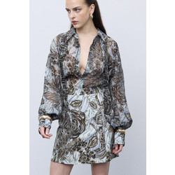 Ciel Concept Anthesis Μίνι Φούστα Υφασμάτινη Ψηλόμεση Ασημί CIE-FW25-GR1029