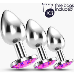 Crushious Bijou Anal Train Trio Σετ Πρωκτικές Σφήνες Diamond Plugs Ασημί Ροζ 3τμχ