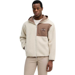 Calvin Klein Ανδρική Ζακέτα Fleece με Κουκούλα και Φερμουάρ Μπεζ LV04RD218G-67U