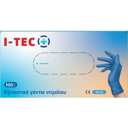 I-Tec Εξεταστικά Γάντια Νιτριλίου Xωρίς Πούδρα Μπλε 100τμχ
