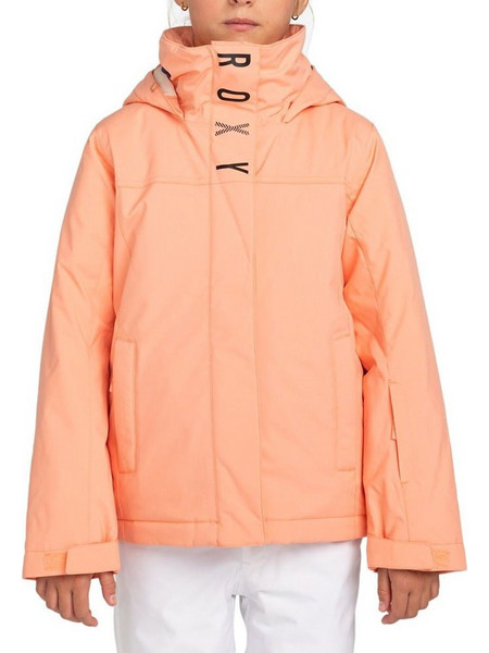 Roxy Αθλητικό Παιδικό Μπουφάν Χειμωνιάτικο Pullover Αδιάβροχο Αντιανεμικό Κοραλί ERGTJ03179-MGK0