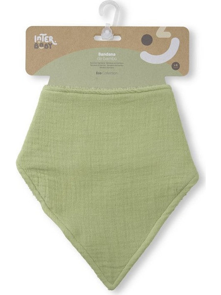 Interbaby Σαλιάρα Μπαντάνα από 100% Βαμβάκι με Κουμπί Πράσινη