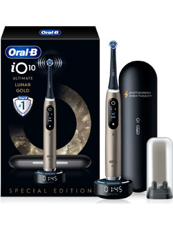 Oral-B iO Series 10 Ultimate Lunar Gold Ηλεκτρική Οδοντόβουρτσα με Χρονομετρητή Αισθητήρα Πίεσης & Θήκη Ταξιδίου