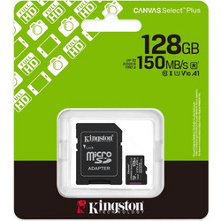 Kingston Canvas Select Plus Gen3 microSDXC 128GB Class 10 U1 V10 UHS-I A1 150MB/s + Adapter