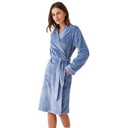 Promise Γυναικεία Ρόμπα Χειμωνιάτικη Fleece Μπλε 20734
