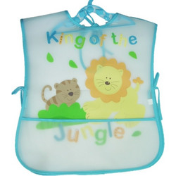 Figlio Bino Jungle Αδιάβροχη Σαλιάρα Ποδιά Πλαστική με Κορδόνι & Τσέπη Γαλάζια