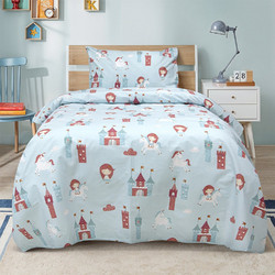 Lino Home Cloud Kingdom Σετ Παιδική Παπλωματοθήκη Μονή Βαμβακερή 160x240 Γαλάζια