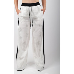 Beatrice B. Ψηλόμεσο Λινό Γυναικείο Παντελόνι Jogger Relaxed Εφαρμογή με Λάστιχο Λευκό 25FE1036