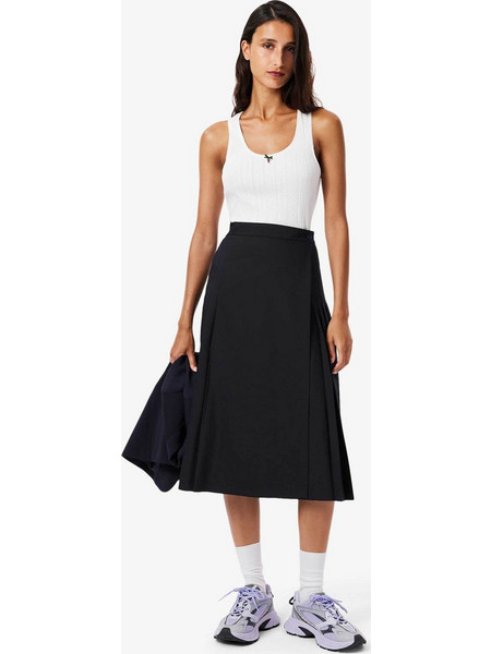 Lacoste Μίντι Φούστα Υφασμάτινη Ψηλόμεση Μαύρη JF5406