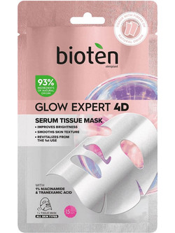 Bioten Glow Expert 4D Serum Sheet Μάσκα Προσώπου για Αντιγήρανση & Λάμψη 1τμχ