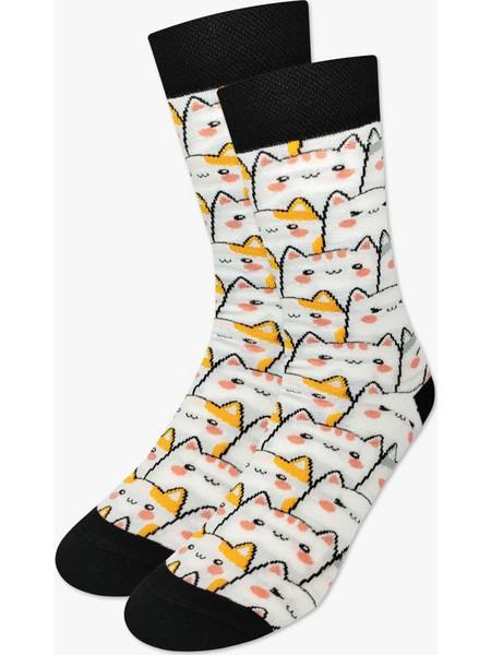 NODO Cat Pattern Βαμβακερές Ανδρικές Κάλτσες Ψηλές με Σχέδια Μαύρες S16344