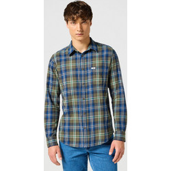 Wrangler Ανδρικό Πουκάμισο Βαμβακερό Καρό Μακρυμάνικο Κανονική Γραμμή Πράσινο Μπλε 112357239