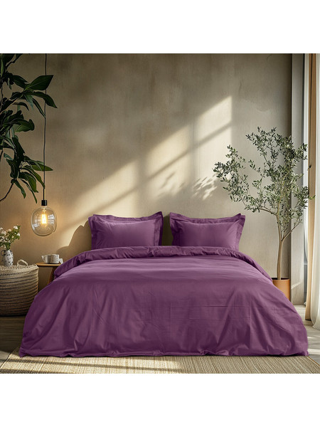 Beauty Home Σετ Σεντόνια Υπέρδιπλα Βαμβακοσατέν με Λάστιχο 170x200+30 Art 1700 Harmony Μωβ