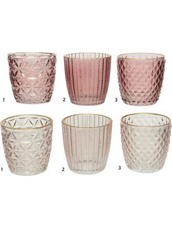 Beauty Home Ποτήρι Νερού Γυάλινo Ροζ 5299999081120