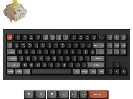 Keychron V3 Ultra 8K Ασύρματο Μηχανικό Gaming Πληκτρολόγιο TenKeyLess με Keychron Silk POM Banana Διακόπτες RGB Black