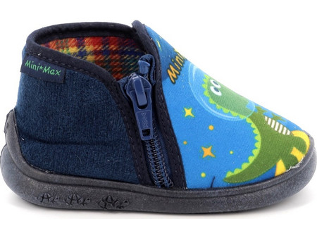 Mini Max Χειμερινές Παιδικές Παντόφλες Μποτάκια για Αγόρι Navy Μπλε Lime ASTOR5