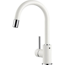 Blanco Mida-S 521457 Μπαταρία Κουζίνας Πάγκου Διπλής Παροχής Ανάμεικτη με Ντουζ Λευκή