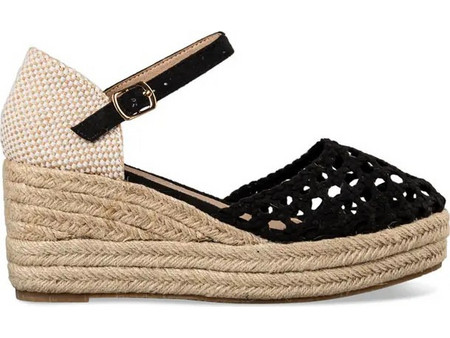 Envie Shoes Καλοκαιρινές Γυναικείες Πλατφόρμες Εσπαντρίγες Κλειστές Ψηλές Δερμάτινες Μαύρες V15-19161-34