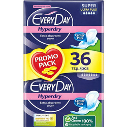 EveryDay Hyperdry Super Ultra Plus Σερβιέτες με Φτερά για Κανονική Ροή 36τμχ