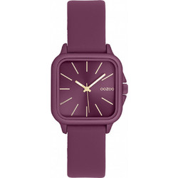 Oozoo Timepieces Γυναικείο Ρολόι με Μπορντό Δερμάτινο Λουράκι C11668