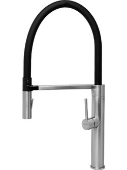 Bruno M54801-817C Μπαταρία Κουζίνας Πάγκου Διπλής Παροχής Ανάμεικτη με Εύκαμπτο Ρουξούνι Inox