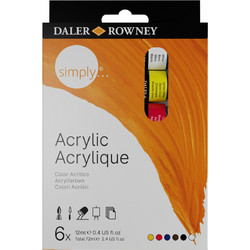 Daler-Rowney Simply Σετ Ακρυλικά Χρώματα Ζωγραφικής 12ml 6τμχ