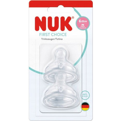 Nuk First Choice+ Θηλή Σιλικόνης για Μπιμπερό 6m+ Μεσαίας Ροής 2τμχ