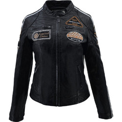 Leather 100 Γυναικείο Μπουφάν Χειμωνιάτικο Δερμάτινο Κοντό Μαύρο 37-W-06